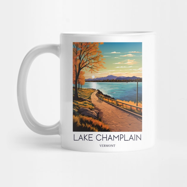 A Pop Art Travel Print of Lake Champlain - Vermont - US by Studio Red Koala